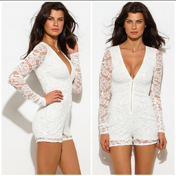 Dresses & Skirts - Lace long sleeve white romper